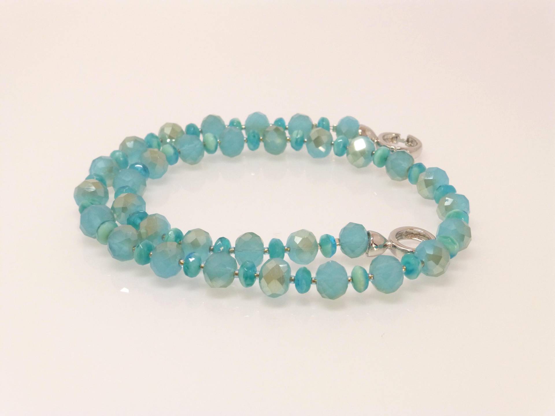 Halskette Kristall-Rondelle Türkis Opal von NettesSchmuckshop