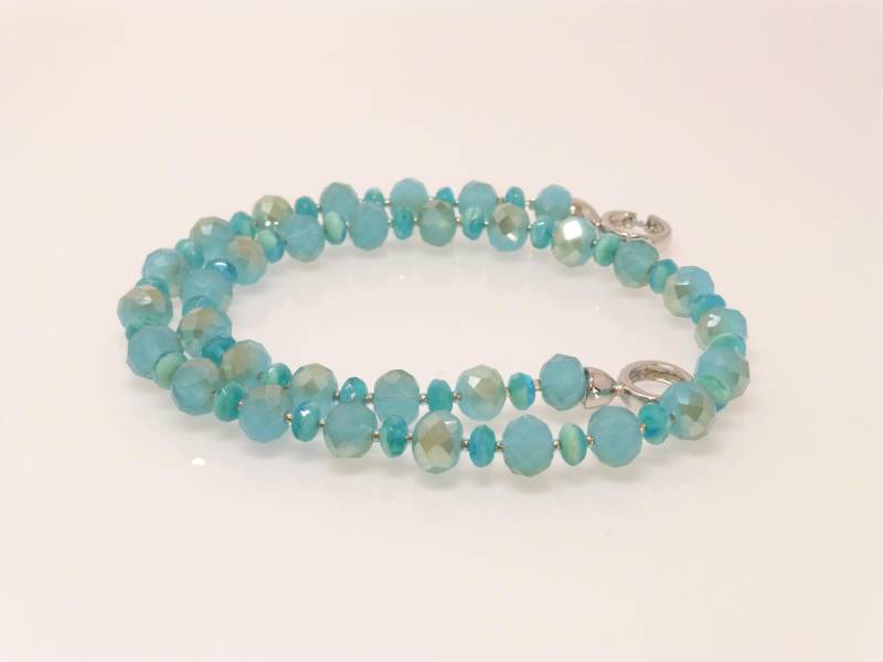 Halskette Kristall-Rondelle Türkis Opal von NettesSchmuckshop