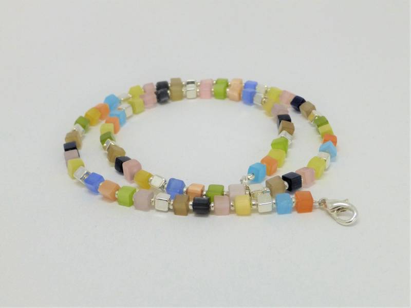 Kette Cateye-Würfel Bunt, Bunte Halskette von NettesSchmuckshop