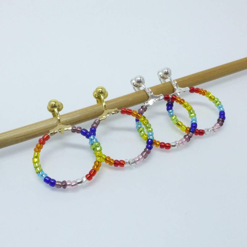 Lange Ohrclips Silber Anhänger Regenbogen von NettesSchmuckshop