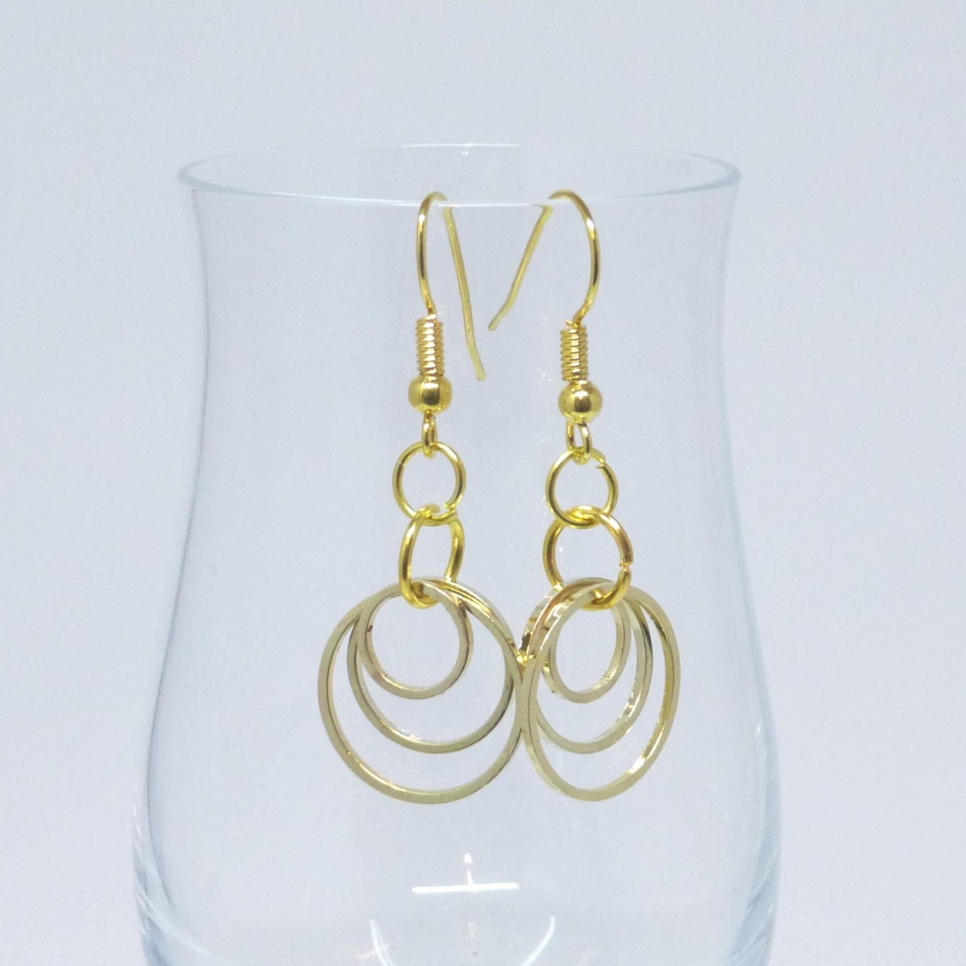 Lange Ohrhänger Gold Ringe 3-Fach Filigran von NettesSchmuckshop