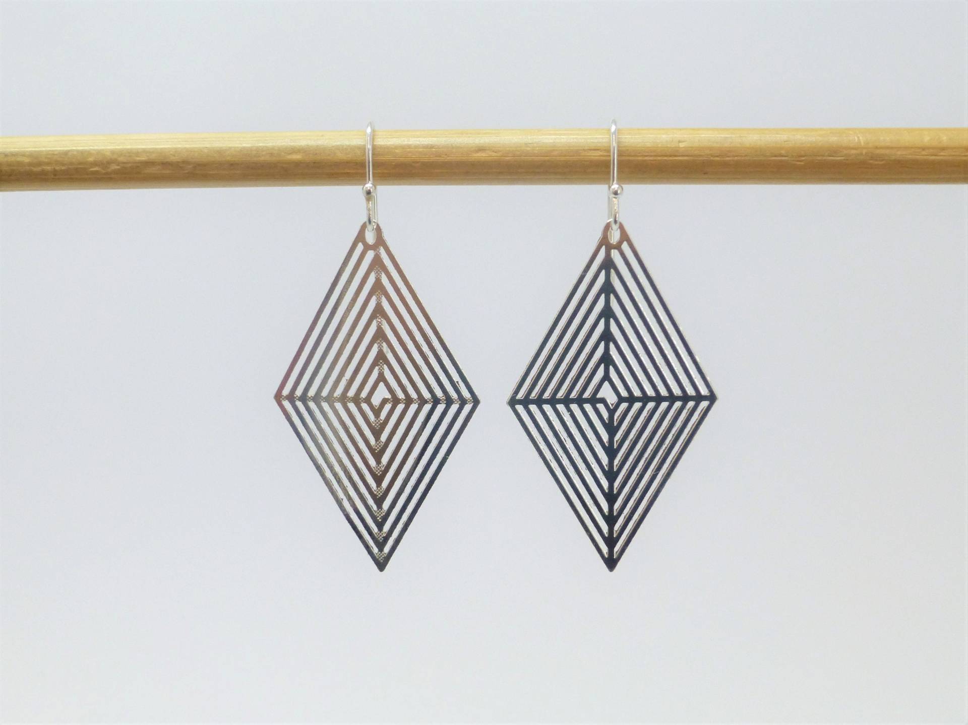 Lange Ohrhänger Versilbert Raute Filigran von NettesSchmuckshop