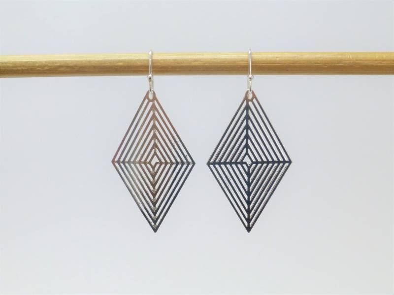 Lange Ohrhänger Versilbert Raute Filigran von NettesSchmuckshop