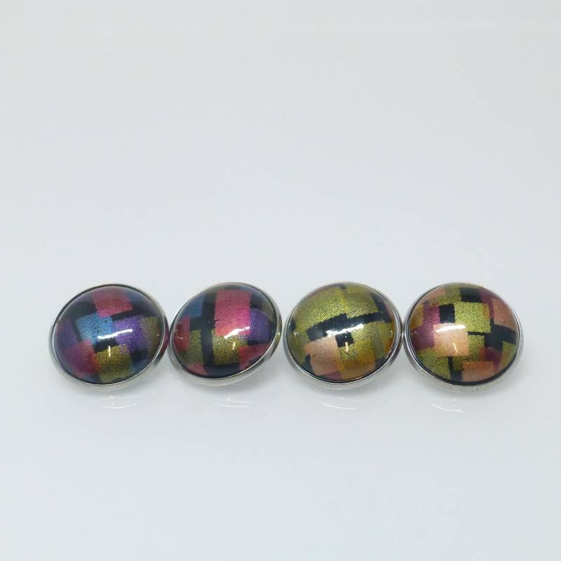 Ohrclips Cabochon 20mm Acryl Karomuster Rot Blau Grün Edelstahl von NettesSchmuckshop