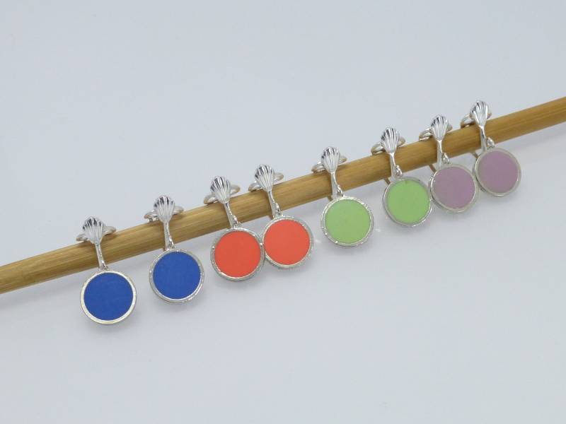 Ohrclips Emaille Münze 12mm Bunt von NettesSchmuckshop