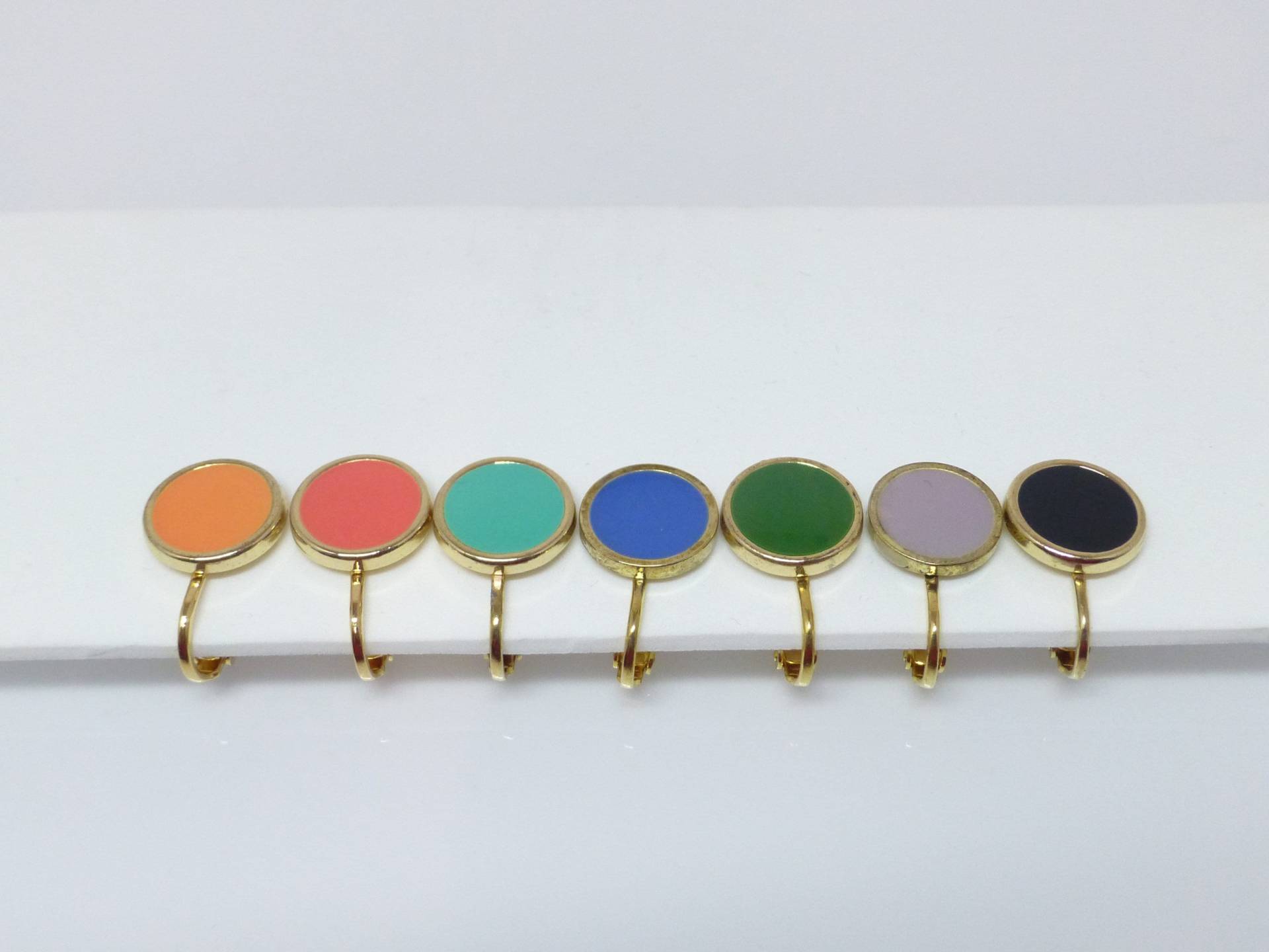 Ohrclips Emaille-Münzen 12mm Gold, Bunte Ohrclips Emaille-Münzen 12mm Gold, Bunte von NettesSchmuckshop
