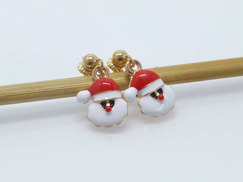 Ohrclips Emaille Nikolaus Vergoldet Ohrclips Emaille Nikolaus Vergoldet von NettesSchmuckshop