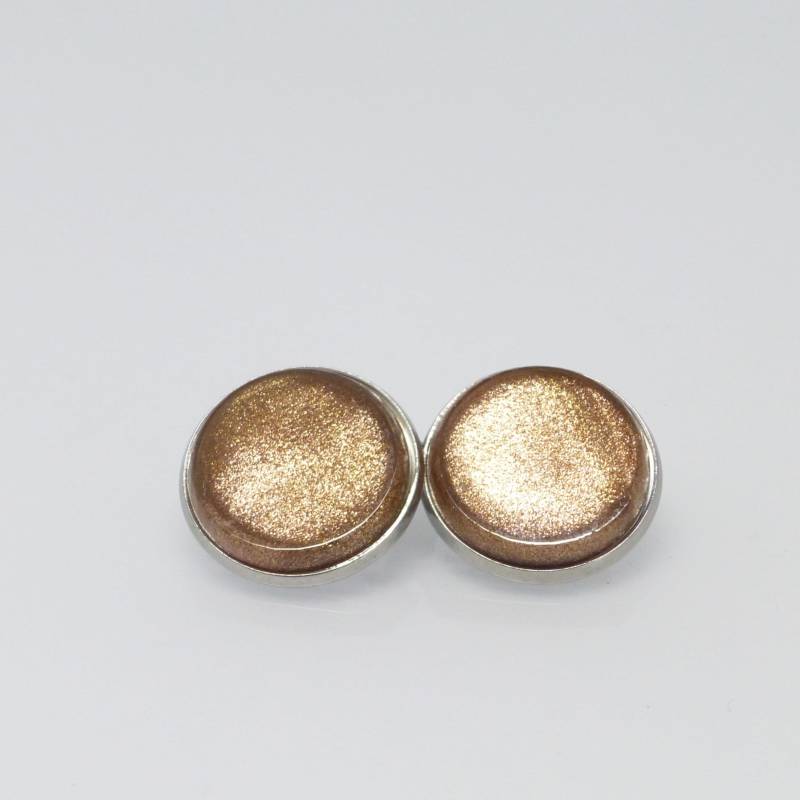 Ohrclips Glas Cabochon 18mm Kupfer-Gold Edelstahl von NettesSchmuckshop