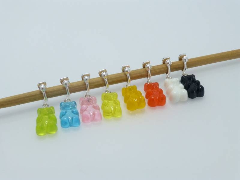Ohrclips Gummibärchen Acryl Viele Farben von NettesSchmuckshop