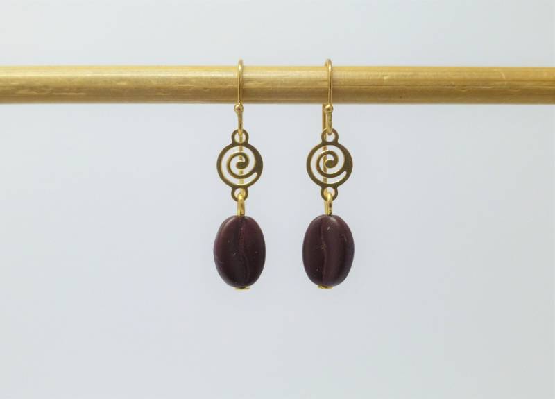 Ohrringe Glasperlen Kaffeebohnen Vergoldet von NettesSchmuckshop