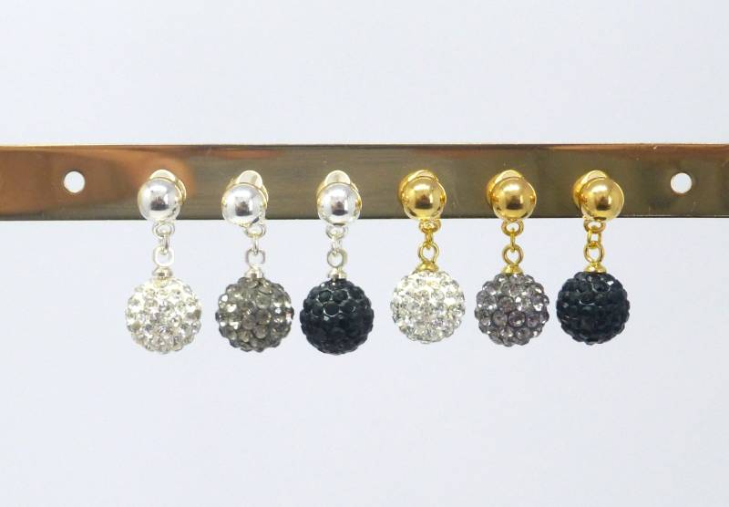 Ohrstecker Mit Pavé-strasskugel 10mm Weiß Grau Schwarz Silber Gold Kristallohrringe Ohrstecker Mit Pavé-strasskugel 10mm Weiß Grau Schwarz Silber Gold Kristallohrringe von NettesSchmuckshop