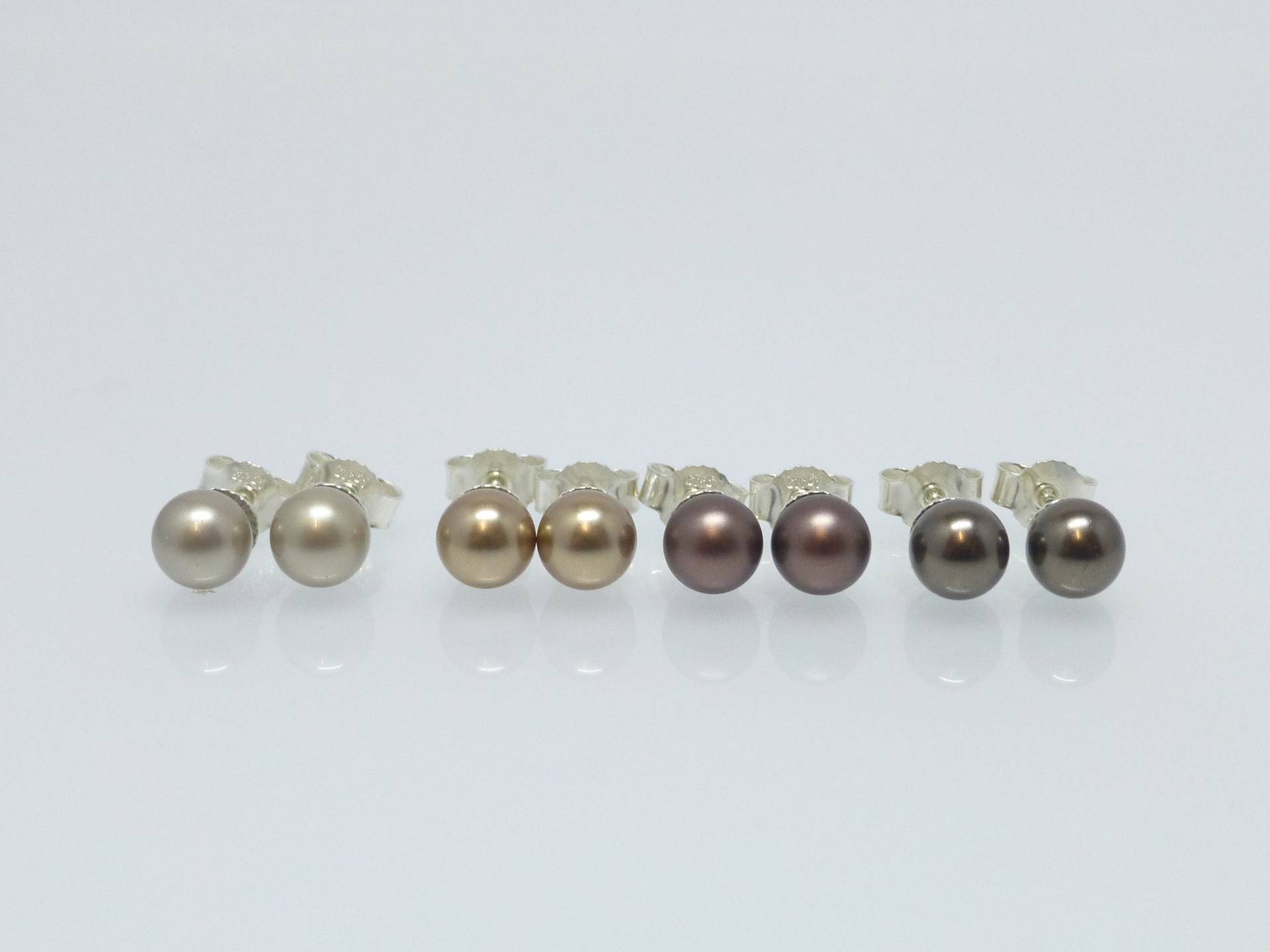 Perlenohrstecker 6mm Beige Braun Silber 925 Gold Edelstahl von NettesSchmuckshop