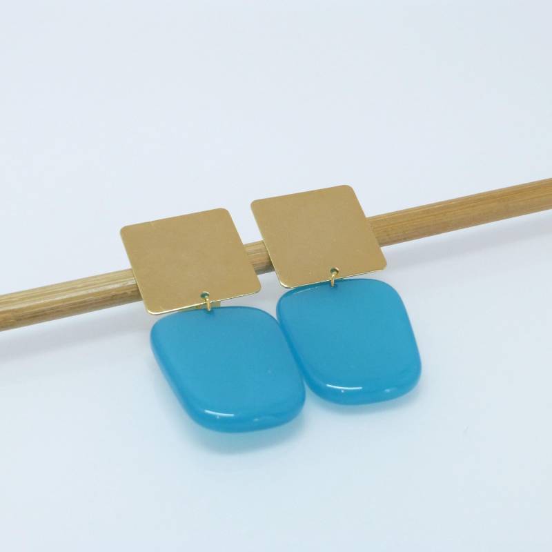 statement Ohrclips Vergoldet Trapez Türkis statement Ohrclips Vergoldet Trapez Türkis von NettesSchmuckshop