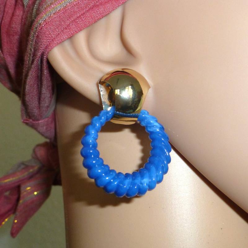 statement-Ohrringe Gewölbt Mit Anhängern Ring Royalblau statement-Ohrringe Gewölbt Mit Anhängern Ring Royalblau von NettesSchmuckshop