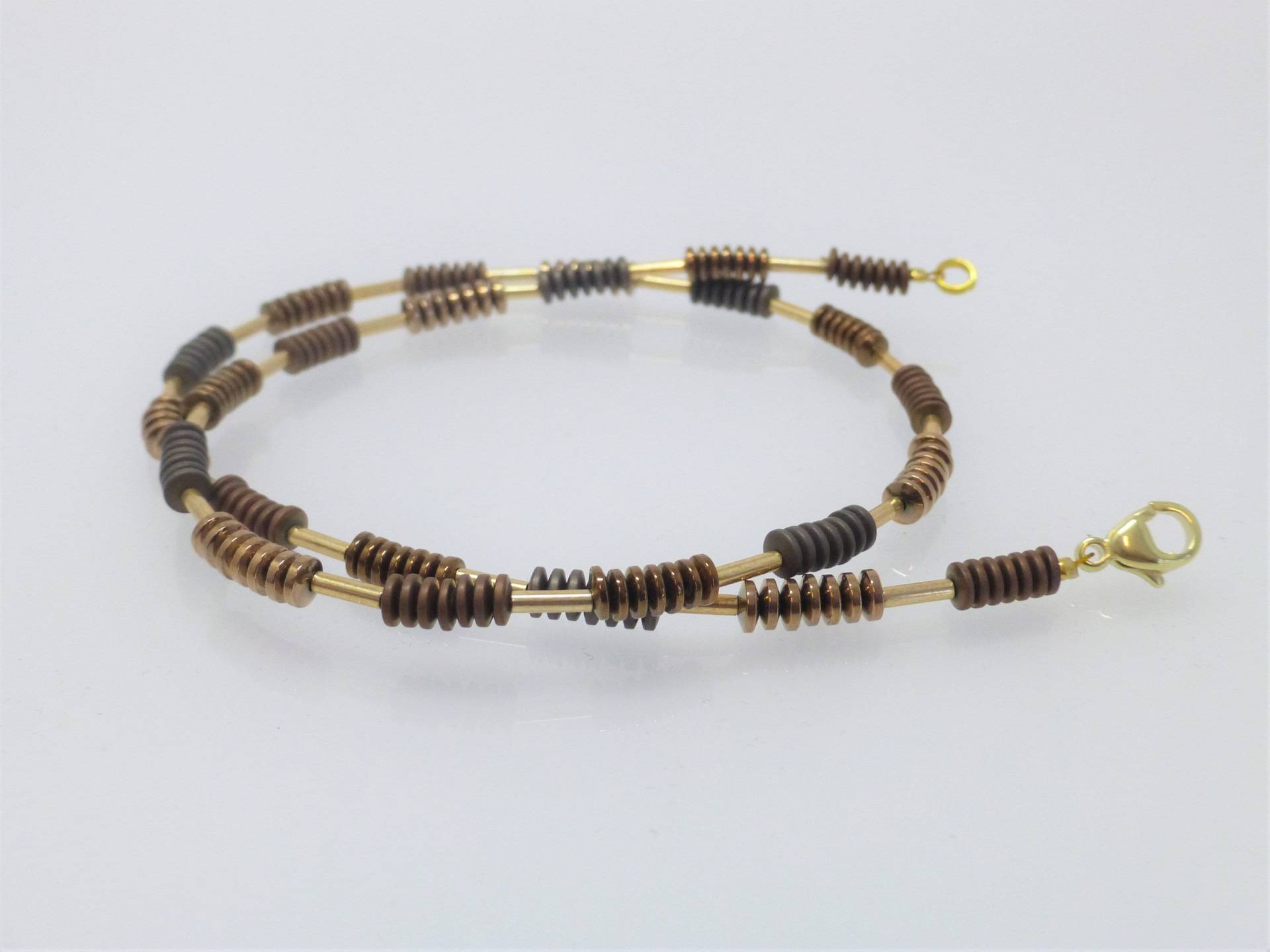 Halskette Hämatit Linsen Braun Kupfer Gold von NettesSchmuckwerk