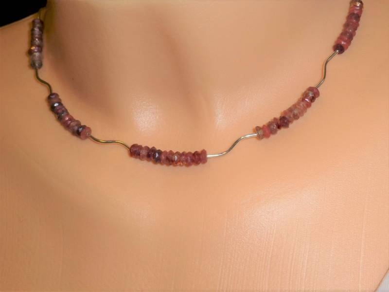 Kette Andesin-Labradorit Rondelle Rosarot Mit Sterlingsilber, Edelsteinkette Kette Andesin-Labradorit Rondelle Rosarot Mit Sterlingsilber, Edelsteinkette von NettesSchmuckwerk