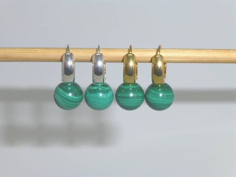 Klappcreolen Mit Malachit Kugel 10mm Silber 925 Gold Klappcreolen Mit Malachit Kugel 10mm Silber 925 Gold von NettesSchmuckwerk