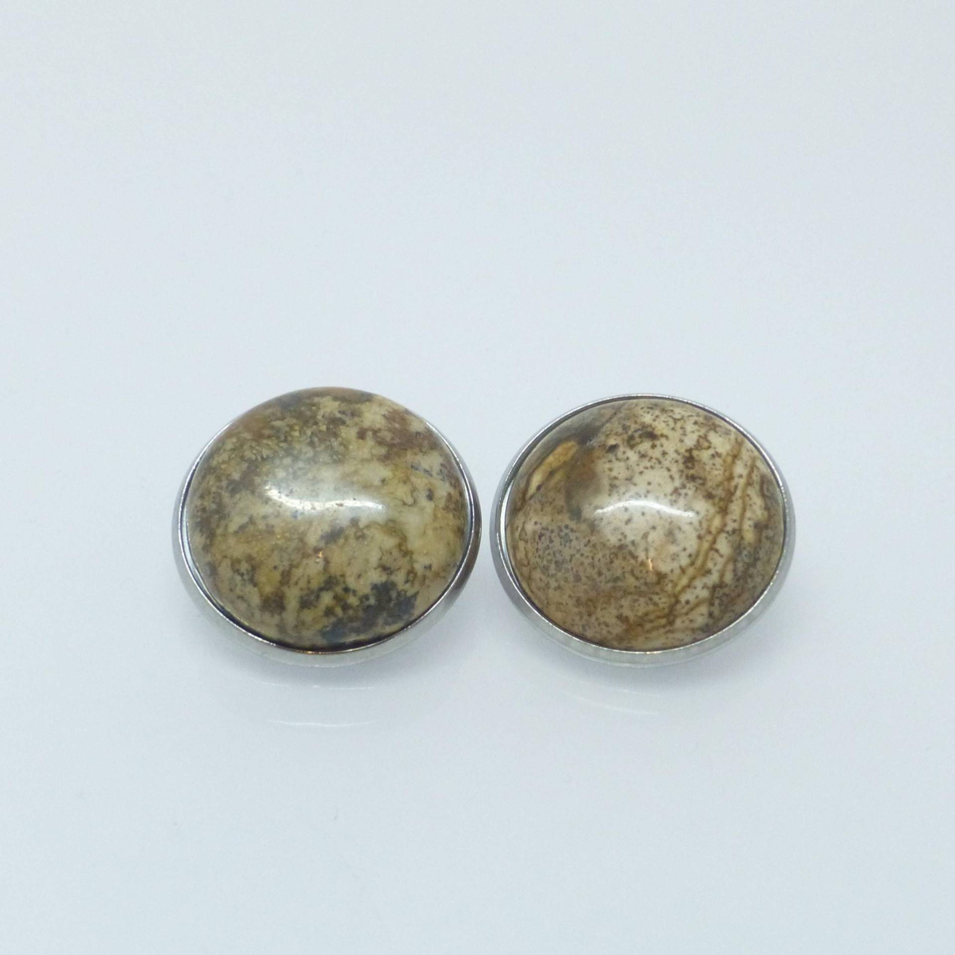 Ohrclips Jaspis 20mm Cabochon Edelstahl von NettesSchmuckwerk