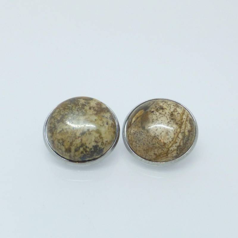 Ohrclips Jaspis 20mm Cabochon Edelstahl Ohrclips Jaspis 20mm Cabochon Edelstahl von NettesSchmuckwerk
