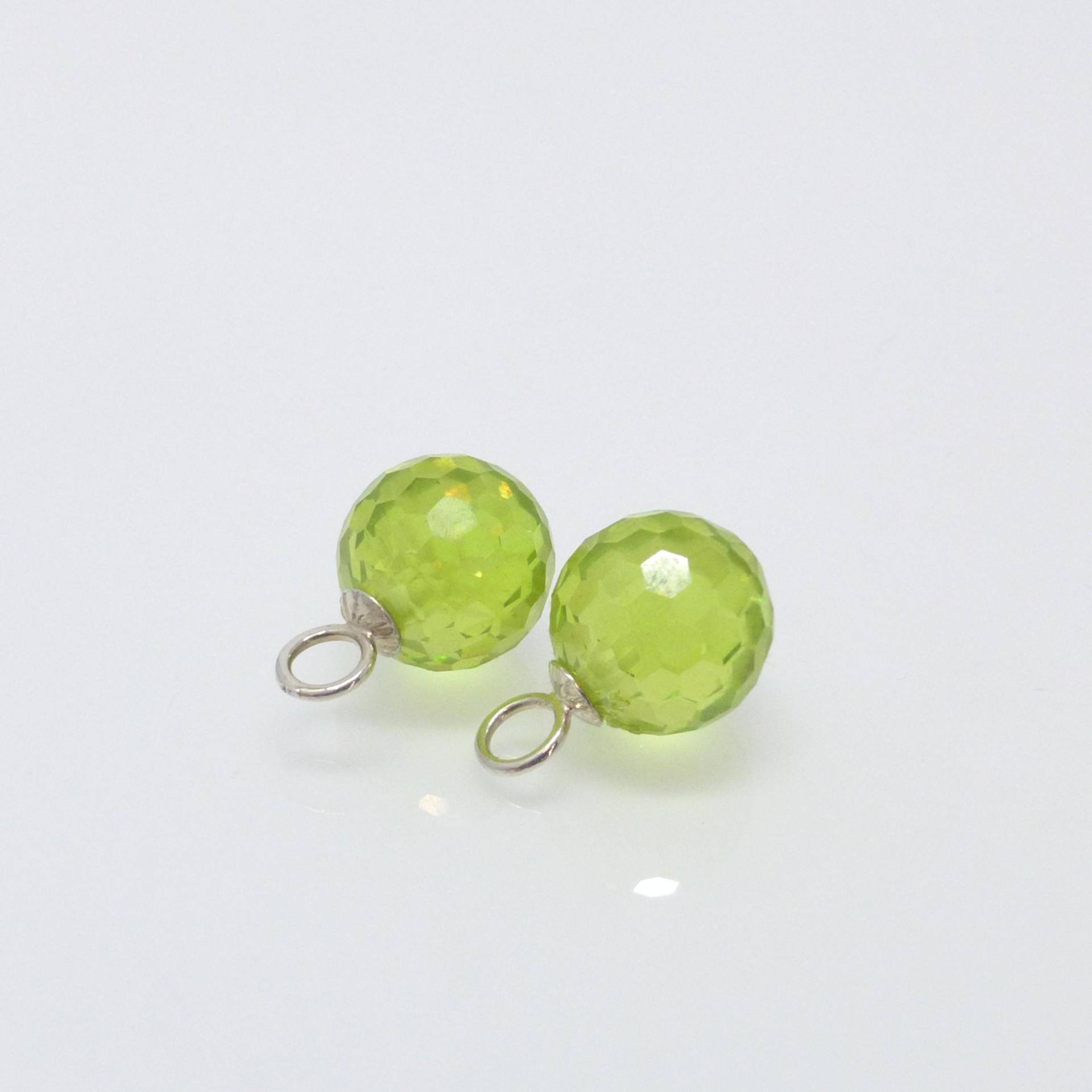 Ohrring-Anhänger Zirkonia-Kugel 12mm Peridot Silber von NettesSchmuckwerk