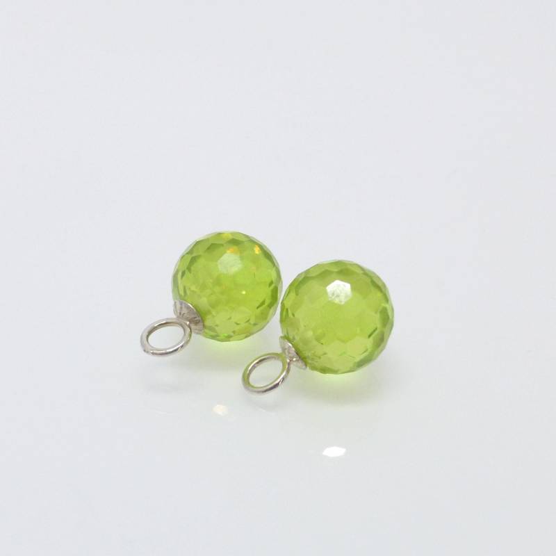 Ohrring-Anhänger Zirkonia-Kugel 12mm Peridot Silber von NettesSchmuckwerk