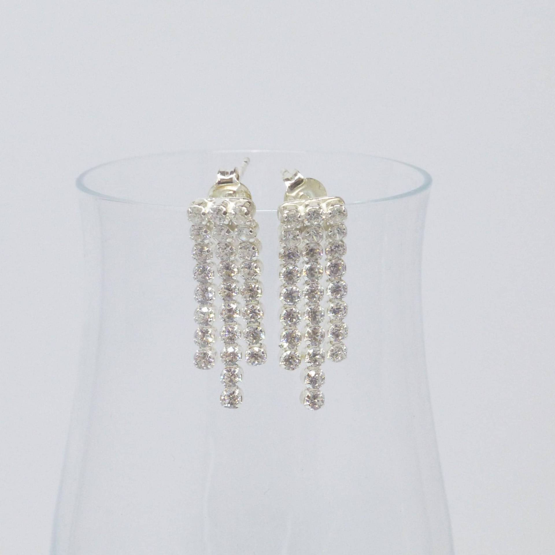 Ohrstecker Fransen Silber Mit Kristall von NettesSchmuckwerk