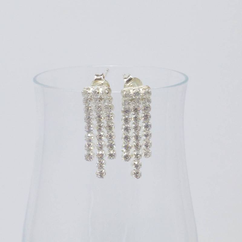 Ohrstecker Fransen Silber Mit Kristall von NettesSchmuckwerk