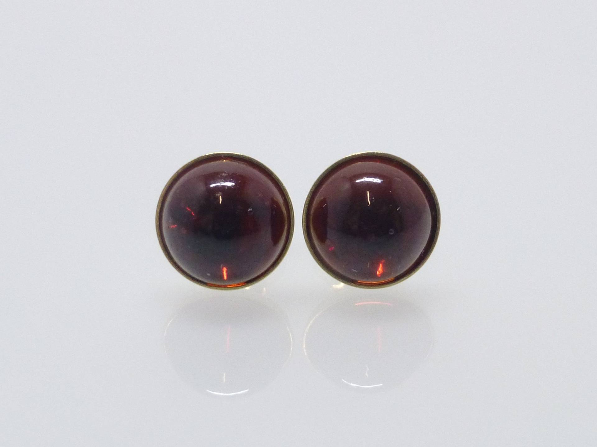 Ohrstecker Granat Cabochon Silber 925 Gold Roségold von NettesSchmuckwerk