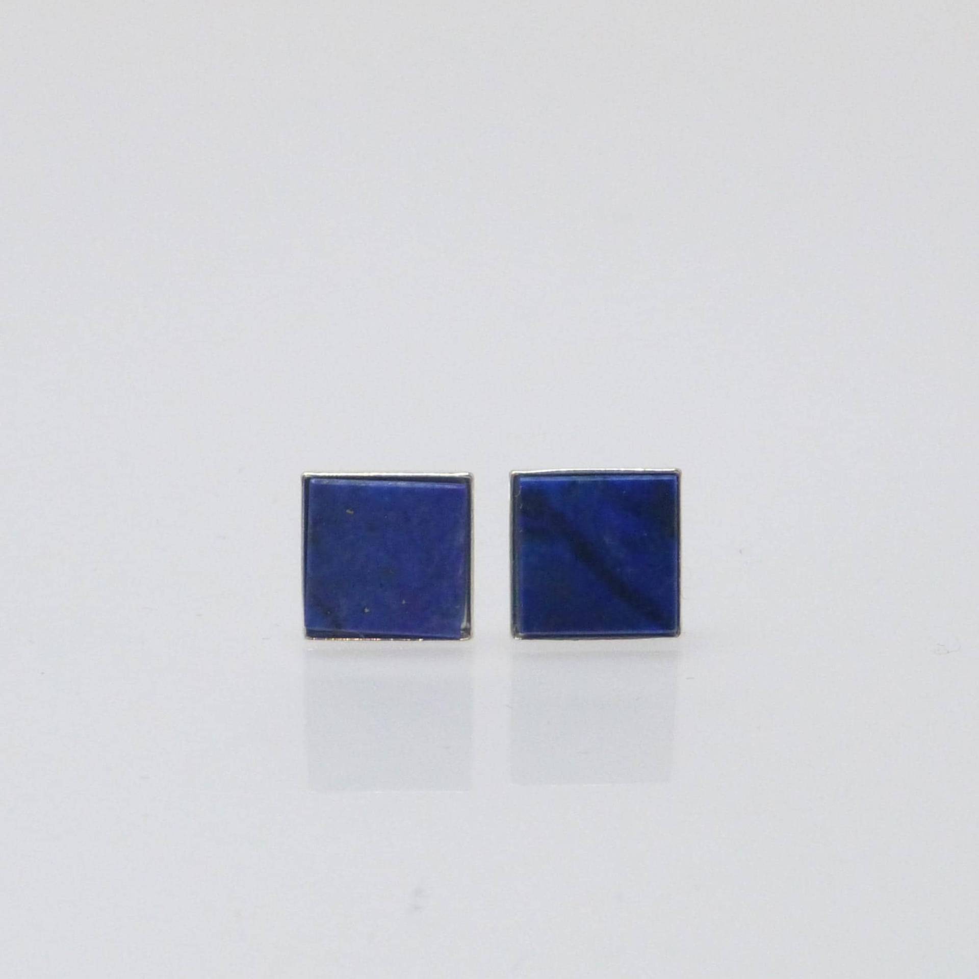 Ohrstecker Lapislazuli Carree 8x8 Blau Silber 925, Eckige von NettesSchmuckwerk