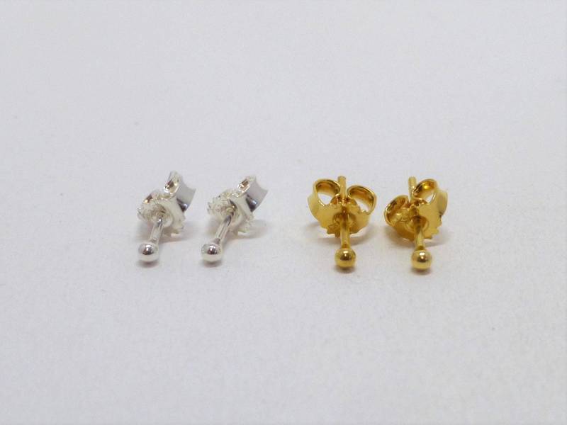 Ohrstecker Minikugeln 2mm 3mm Silber 925 Gold von NettesSchmuckwerk