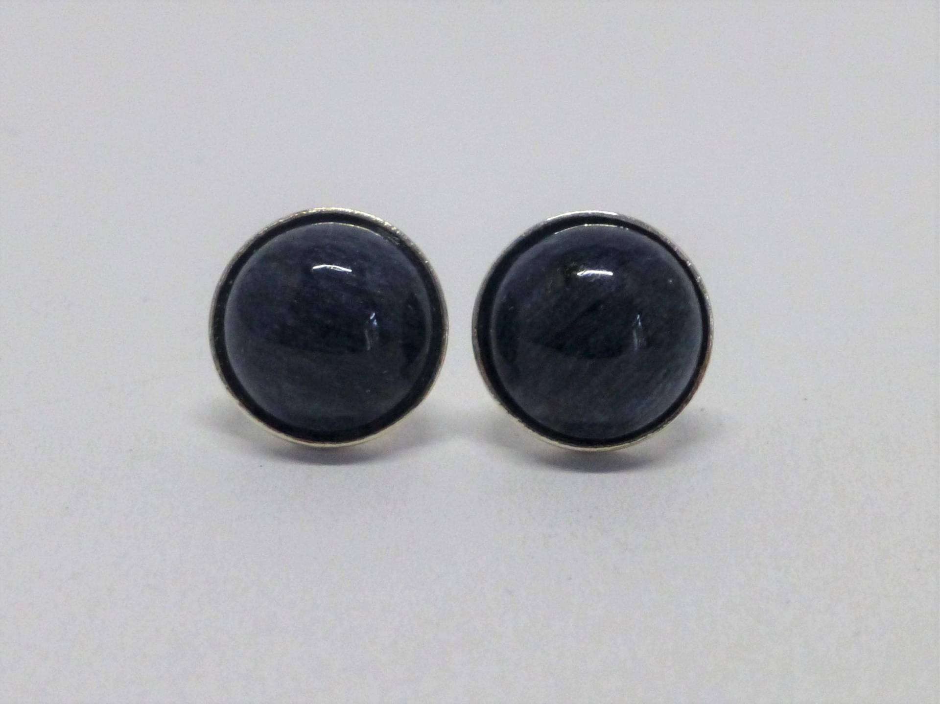 Ohrstecker Mit Aventurin Blau Cabochons 12mm Silber 925 von NettesSchmuckwerk
