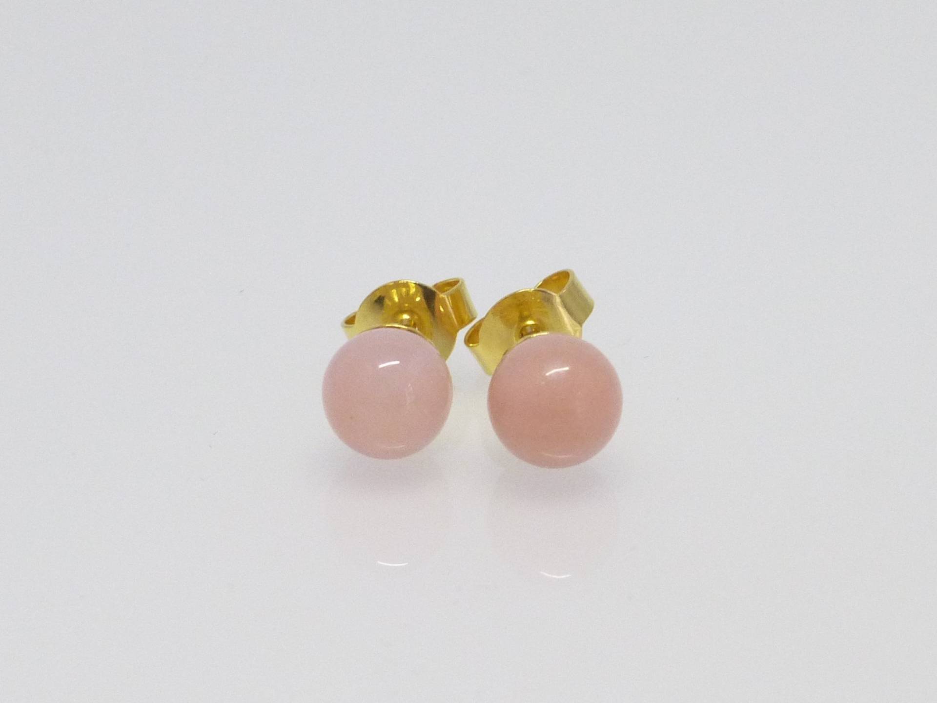Ohrstecker Pink Opal Kugeln 6mm Silber 925 Vergoldet, Kugelohrstecker von NettesSchmuckwerk