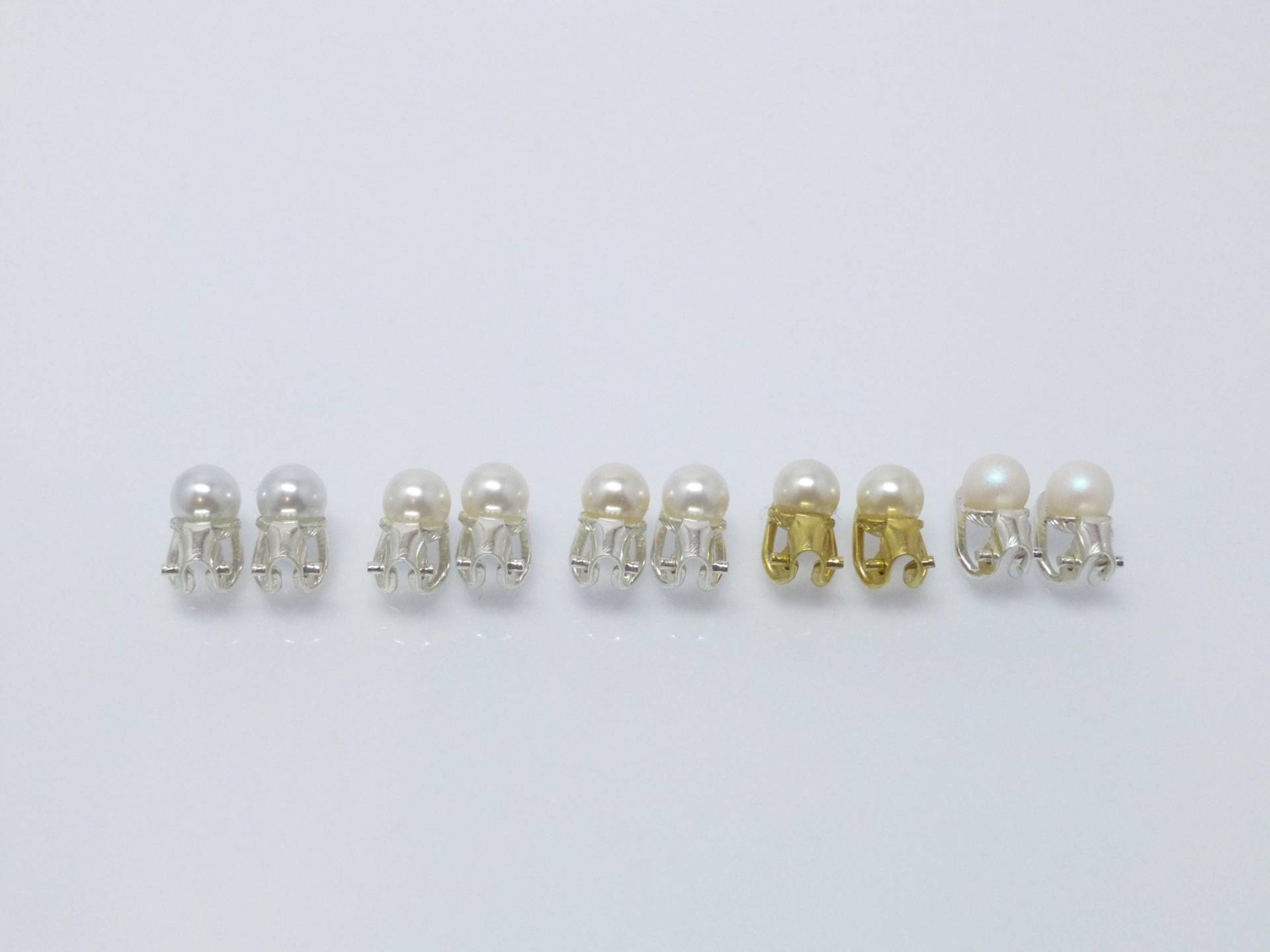 Perlen-Ohrclips 6mm Weiß Creme Silber 925 Gold von NettesSchmuckwerk