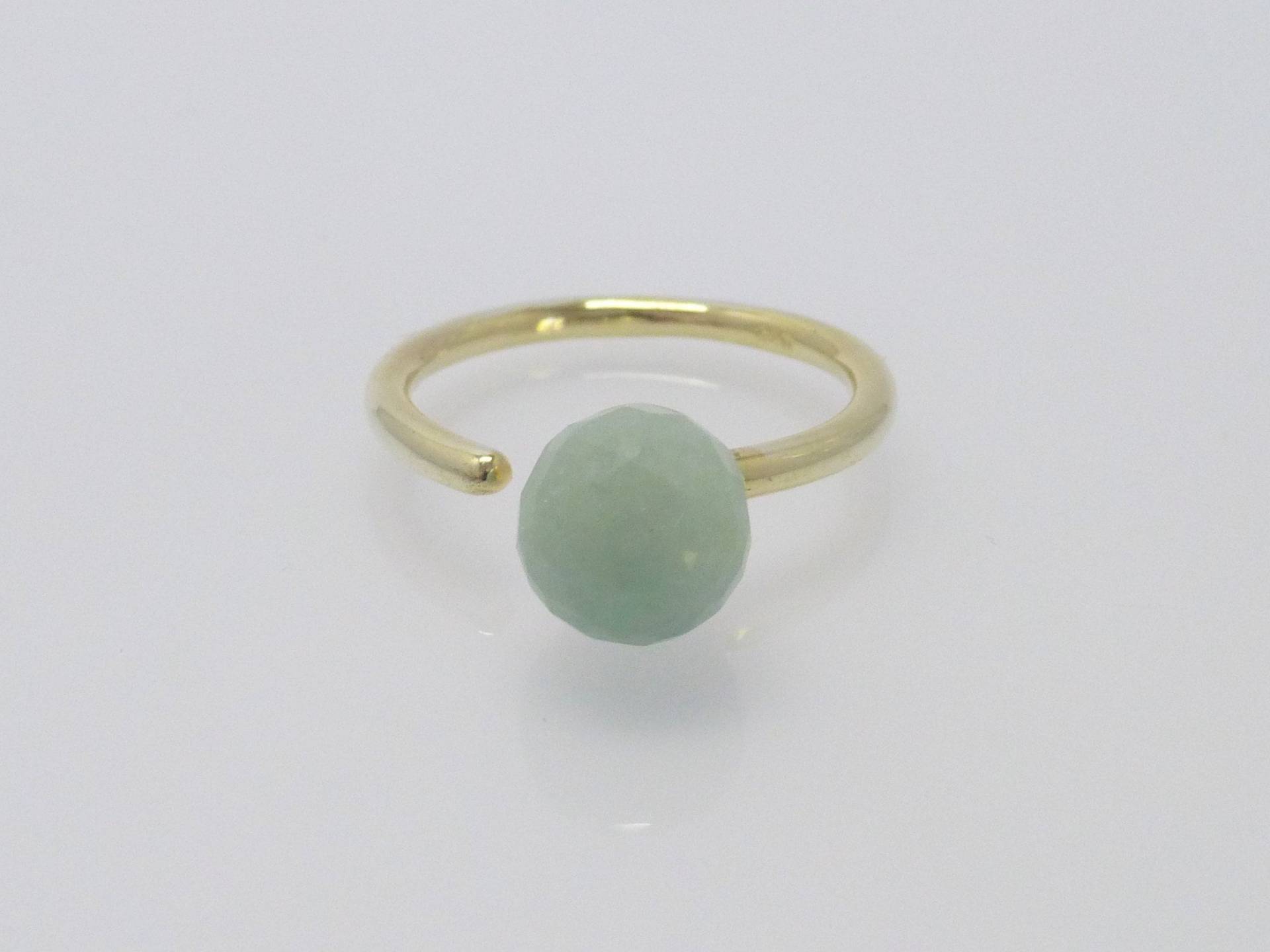 Ring Aquamarin Kugel 8mm 925 Vergoldet, Verstellbarer von NettesSchmuckwerk