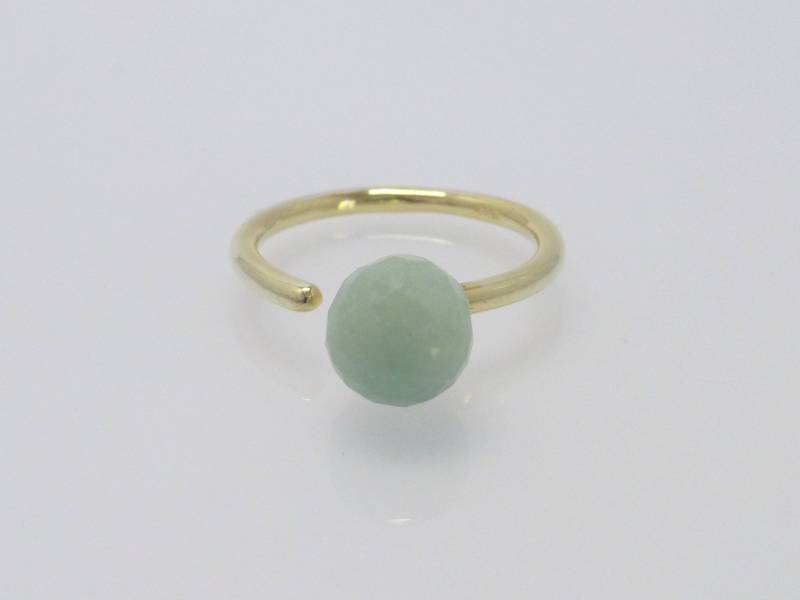 Ring Aquamarin Kugel 8mm 925 Vergoldet, Verstellbarer von NettesSchmuckwerk