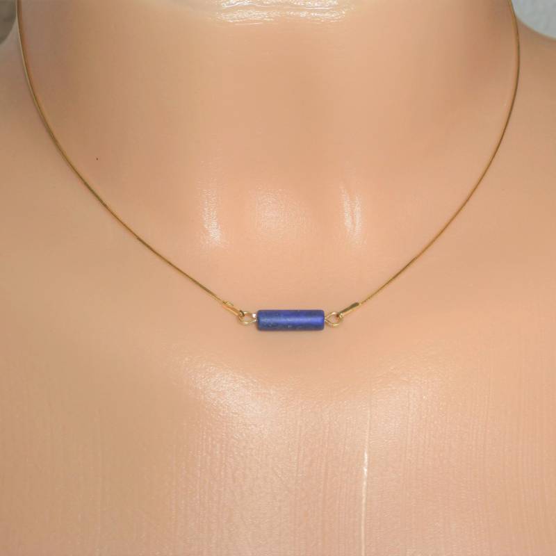 Schmuckset Halskette Und Armband Gold Mit Lapislazuli Matt Walze von NettesSchmuckwerk
