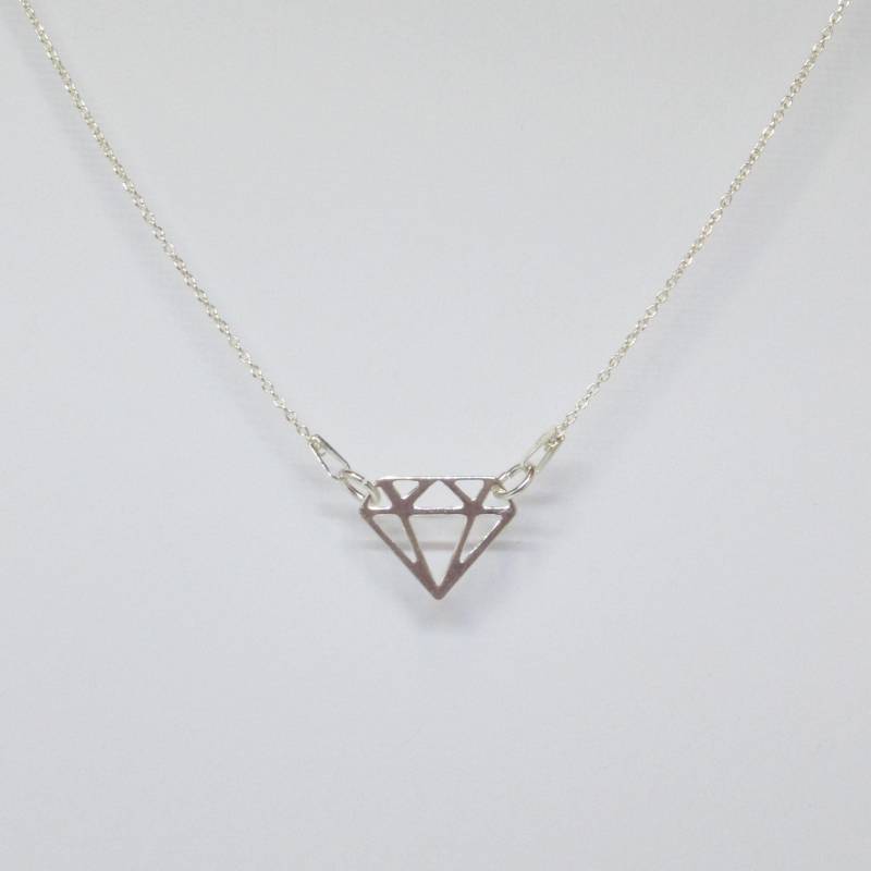 Zarte Kette Sterlingsilber Mit Mittelteil Diamant, Silberkette von NettesSchmuckwerk