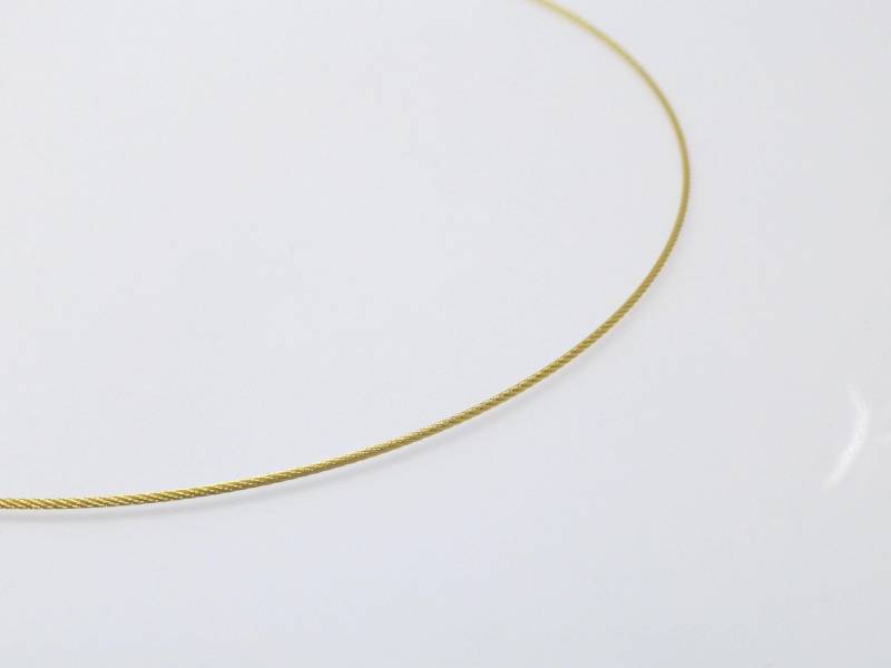 stahlseide-Collier 1-Reihig 1mm Gold Bajonettverschluss, Halsreifen stahlseide-Collier 1-Reihig 1mm Gold Bajonettverschluss, Halsreifen von NettesSchmuckwerk
