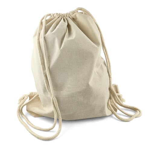 Netuno 1 Stück Baumwollrucksack Naturfarbe 38x42cm 140g Stoffrucksack mit Kordelzug Robuster Turnbeutel für Schule Sport Reisen Stoffbeutel zum Bemalen Personalisieren DIY Taschen Unbedruckt von Netuno