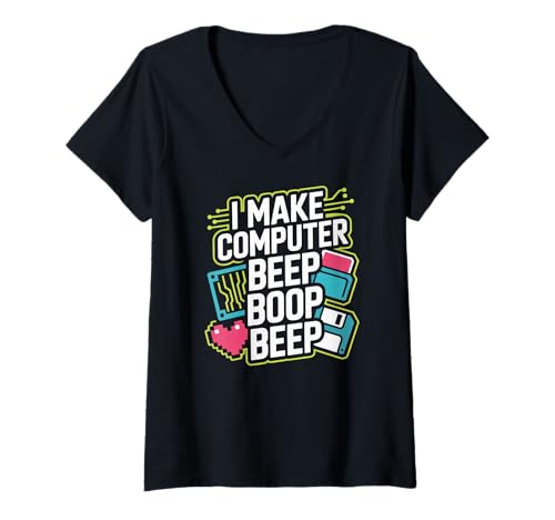 Damen Ich Lasse den Computer piepen Boop Beep Network Engineer T-Shirt mit V-Ausschnitt Damen Ich Lasse den Computer piepen Boop Beep Network Engineer T-Shirt mit V-Ausschnitt von Network Engineer Beep Boop Enthusiast