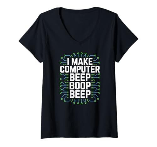 Damen Ich Lasse den Computer piepen Boop Beep Network Engineer T-Shirt mit V-Ausschnitt von Network Engineer Computer Beep Boop Creativity