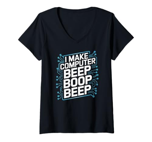 Damen Ich Lasse den Computer piepen Boop Beep Network Engineer T-Shirt mit V-Ausschnitt Damen Ich Lasse den Computer piepen Boop Beep Network Engineer T-Shirt mit V-Ausschnitt von Network Engineer Enthusiast Hub