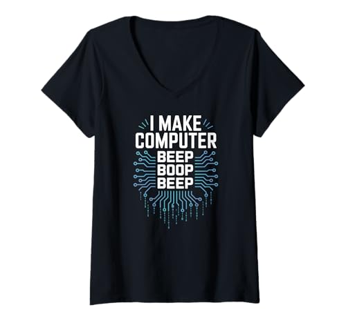 Damen Ich Lasse den Computer piepen Boop Network Engineer T-Shirt mit V-Ausschnitt von Network Engineer I Make Computer Beep Boop