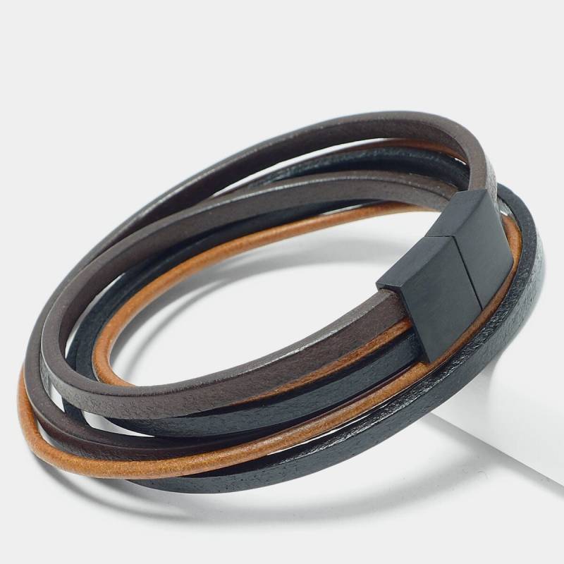 Neues Doppelarmband Für Männer Aus Weichem Leder - Multicolor, Magnetverschluss Schwarzes, Braunes, Cognac Rindsleder Stylish & Bequem von NeueGeneration
