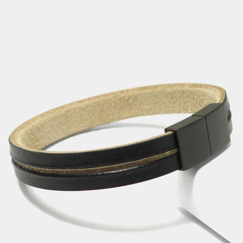 Schwarzes Lederarmband Für Männer - Handgefertigt Aus Blankleder Magnetverschluss Edelstahl Modernes Design, Zeitlos, Lässig Geschenk von NeueGeneration