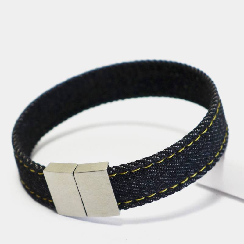 Schwarzes Jeansarmband Für Männer - Stoffarmband Aus Denim Lässig, Modern Magnetverschluss Edelstahl Geschenk Trend 2025 von NeueGeneration