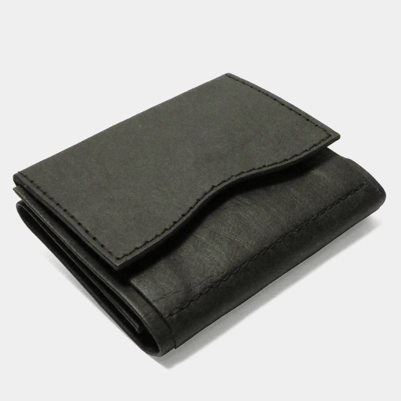 Geldbörse Herren - Schwarz Vegan & Reißfest Ultraleicht Trifold Design 4 Kartenfächer Slim Wallet Handmade Paper Look von NeueGeneration