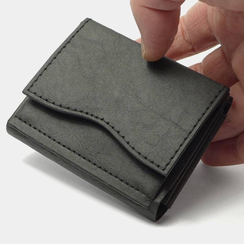 Schwarzes Slim Wallet Aus Veganem Papier, Kompakt - Wasserfest Langlebig, Münzfach, Scheinfach & 3 Kartenfächern Minimal, Funktional von NeueGeneration