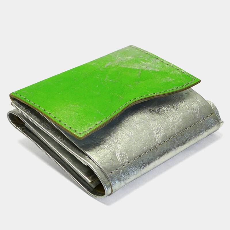 Herren Portemonnaie Aus Papier - Silber & Grasgrün Minimal Wallet Reißfest, Wasserfest Geschenk Für Männer Handgefertigt von NeueGeneration