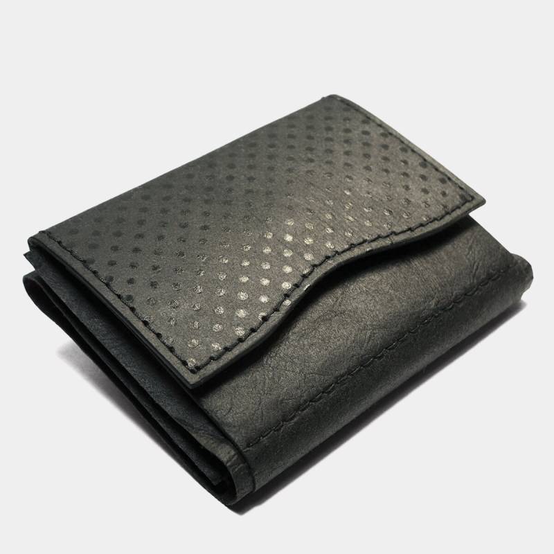 Kompakter Herren Geldbeutel - Ultraleicht Veganes Papierleder Trifold Münzfach Karten & Scheine Handgemacht Modern Schwarz von NeueGeneration
